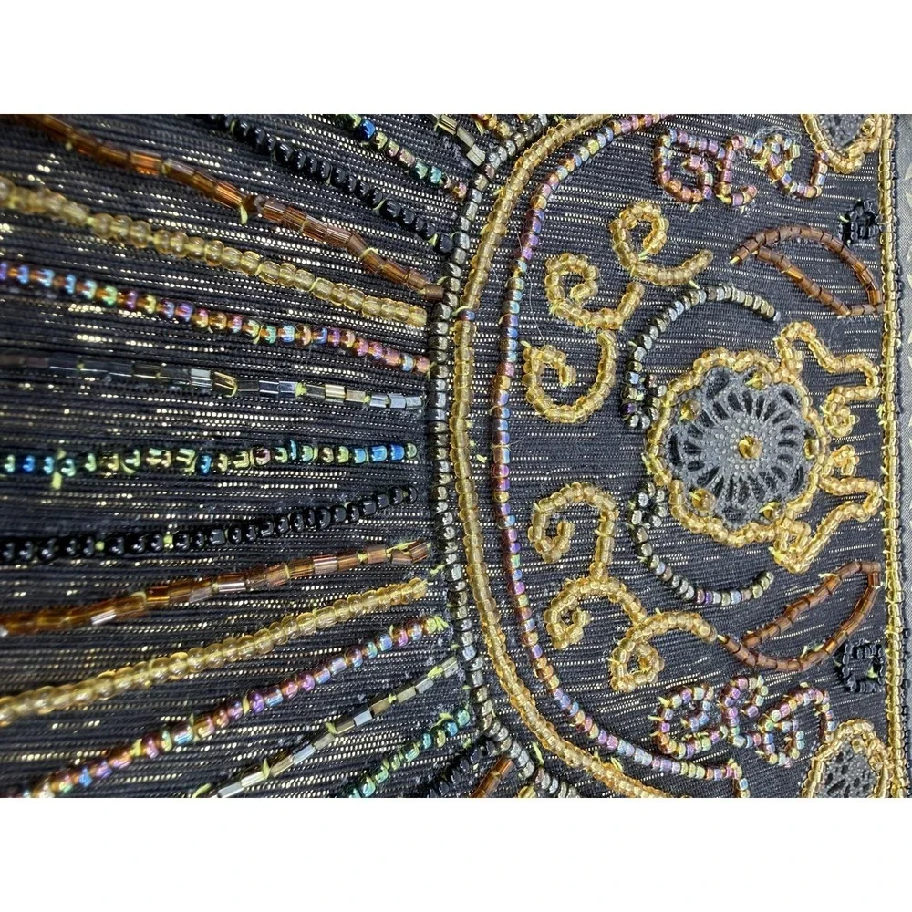 Antique Art Deco‎ Beaded Evening Purse Handbag Iridescent Glass Beads Vintage